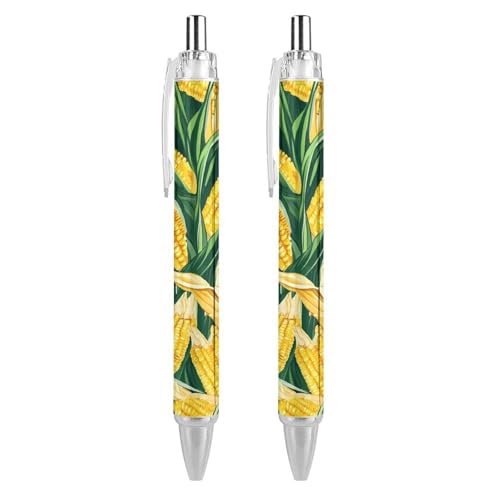 LIYvde Niedliche Kugelschreiber, gelbe, maisgrüne Blätter, einziehbarer Kugelschreiber, 0,5 mm, für Damen und Herren, Büro, 2 Stück LIYvde Niedliche Kugelschreiber, gelbe, maisgrüne Blätter, einziehbarer Kugelschreiber, 0,5 mm, für Damen und Herren, Büro, 2 Stück von LIYvde