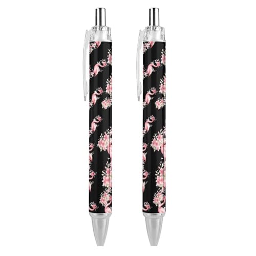 LIYvde Niedlicher Flamingo mit Schleife, Blumen, einziehbarer Kugelschreiber, glattes Schreiben, Gelschreiber, 0,5 mm, feine schwarze Tinte, Bürobedarf, 2 Stück LIYvde Niedlicher Flamingo mit Schleife, Blumen, einziehbarer Kugelschreiber, glattes Schreiben, Gelschreiber, 0,5 mm, feine schwarze Tinte, Bürobedarf, 2 Stück von LIYvde