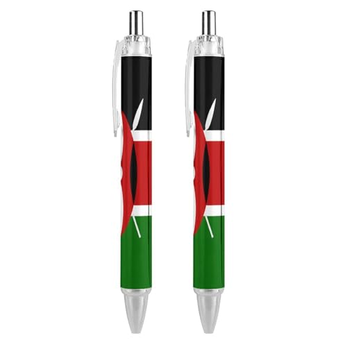 LIYvde Niedlicher Kugelschreiber mit Kenia-Flagge, einziehbarer Kugelschreiber, 0,5 mm, für Damen und Herren, Büro, 2 Stück von LIYvde