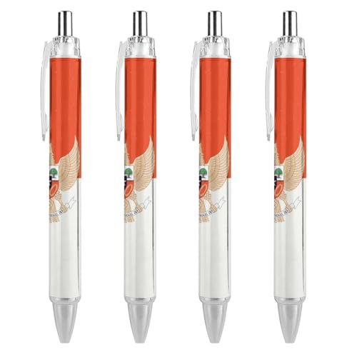 LIYvde Niedlicher Kugelschreiber mit indonesischer Flagge, Vintage-Design, einziehbar, 0,5 mm, für Damen und Herren, Büro, 4 Stück LIYvde Niedlicher Kugelschreiber mit indonesischer Flagge, Vintage-Design, einziehbar, 0,5 mm, für Damen und Herren, Büro, 4 Stück von LIYvde