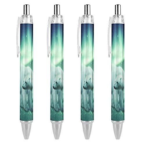 LIYvde Northern Lights Eisbär-Kugelschreiber mit schwarzer Tinte, glattes Schreiben, Kugelschreiber für Büro, Schule, 4 Stück LIYvde Northern Lights Eisbär-Kugelschreiber mit schwarzer Tinte, glattes Schreiben, Kugelschreiber für Büro, Schule, 4 Stück von LIYvde