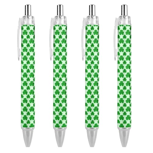 LIYvde Shamrock Field for St. Patrick's Day Lustige Kugelschreiber, einziehbarer Kugelschreiber, 0,5 mm, für Damen und Herren, Büro, 4 Stück von LIYvde