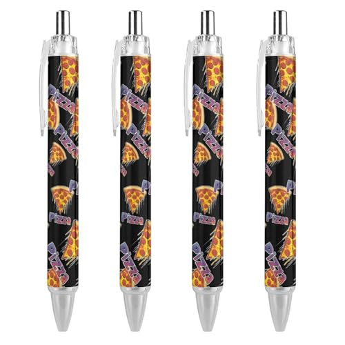 LIYvde Vintage-Kugelschreiber, Pizza, einziehbar, glattes Schreiben, Geltinte, 0,5 mm, feine schwarze Tinte, Bürobedarf, 4 Stück LIYvde Vintage-Kugelschreiber, Pizza, einziehbar, glattes Schreiben, Geltinte, 0,5 mm, feine schwarze Tinte, Bürobedarf, 4 Stück von LIYvde