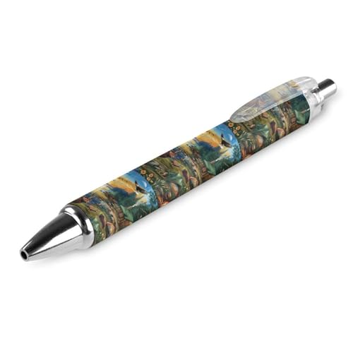 LIYvde Wildlife Deer Bear Adler Kugelschreiber, lustig, gemustert, einziehbar, schwarz, runder Schaft, feine Spitze, 0,5 mm, 1 Stück von LIYvde
