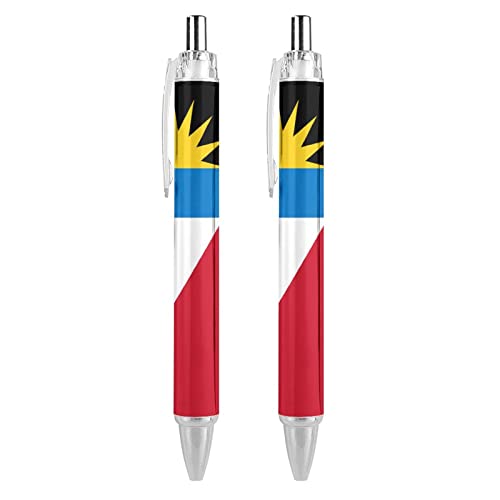 LIYvde und Barbuda-Flagge, einziehbarer Kugelschreiber, schwarze Tinte, Kugelschreiber, Arbeitsstift für Männer und Frauen, 2 Stück von LIYvde