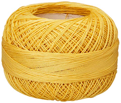 LIZBETH Handy Hands Häkelgarn aus ägyptischer Baumwolle Häkelgarn und Strickspitze Garn Spitze Größe 80 (10 Gramm 184 Yards) - HH80151, Angel's Love Goldgelb mittel von LIZBETH