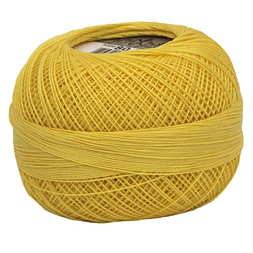 LIZBETH Handy Hands Häkelgarn aus ägyptischer Baumwolle Häkelgarn und Strickspitze Garn Spitze Größe 80 (10 Gramm 184 Yards) - HH80151, Angel's Love Narzisse Medium von LIZBETH