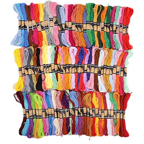 100 Stück Stickgarn Bunte Serie Floss Stitch Thread Stitch Floss Mehrfarbige Polyester Baumwollstränge 8 Meter zum Sticken von LIZEALUCKY