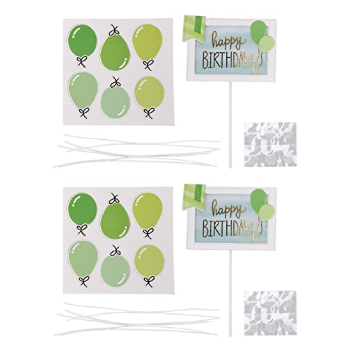 Alles Gute zum Geburtstag Kuchen -Toper Briefe mit niedlicher Ballondekoration für Geburtstagsfeier 2PCS (Grün) von LIZEALUCKY