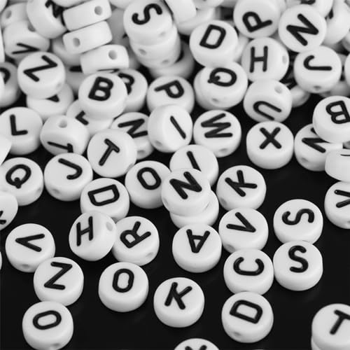 Alphabet Beads, 500Pcs Round Acrylic Single Letter Beads A-Z White Beads DIY Bracelet Necklace Accessories Alphabet Beads, 500Pcs Round Acrylic Single Letter Beads A-Z White Beads DIY Bracelet Necklace Accessories von LIZEALUCKY
