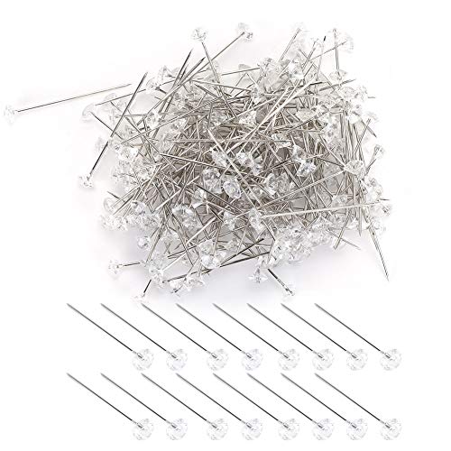 LIZEALUCKY 200 STÜCKE Bouquet Pins, Nähen Corsagen Blumen Pins Strass Pins Gerade Kopf Pins für Hochzeit Schmuck DIY Dekoration von LIZEALUCKY