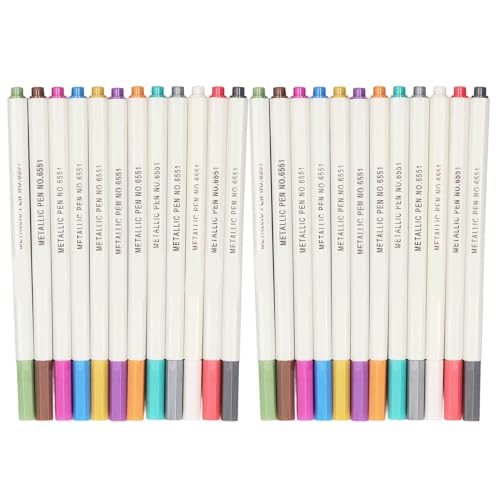 LIZEALUCKY 24pcs Metallic Marker Stifte, 24 Farben für Fotoalbum Schwarzpapierkarte Rock Art Baining Scrapbooking Holz Kunststoff LIZEALUCKY 24pcs Metallic Marker Stifte, 24 Farben für Fotoalbum Schwarzpapierkarte Rock Art Baining Scrapbooking Holz Kunststoff von LIZEALUCKY
