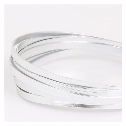 Aluminiumdraht 5 m/Los 5 mm x 1 mm (5 mm Breite 1 mm Dicke) Flacher Aluminiumdraht Weichmetall-Floristikdraht for DIY-Schmuckschnur-Ergebnisse Handwerksherstellung Aludraht (Color : Silver) von LIZHAYG