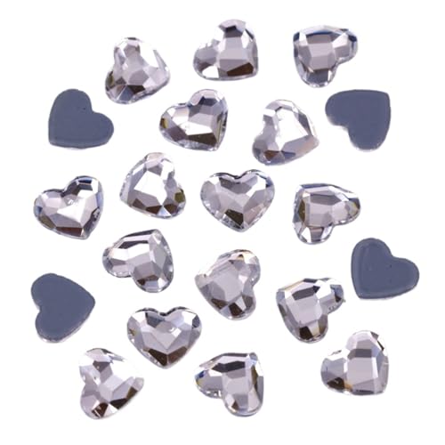 Hotfix Strasssteine Herz-Hotfix-Strasssteine ​​mit Flacher Rückseite for Aufbügeln von Kristallen mit Flacher Rückseite (Color : Crystal Clear, Size : 50PCS_10MM) von LIZHAYG