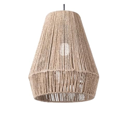 LIZHAYG Lampenschirm Moderne gewebte Pendelleuchte, Bauernhaus-Hängelampe, handgewebter Rattankorbschirm for Kücheninsel, Esszimmer, Flur(Apricot) von LIZHAYG