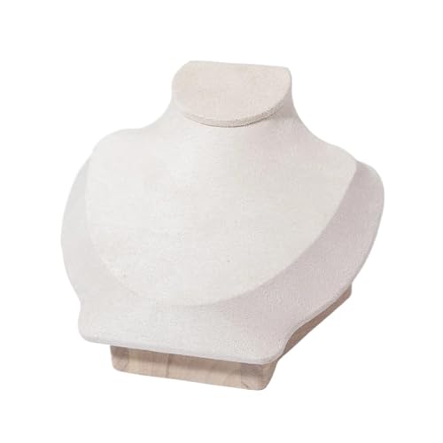 LIZHAYG Schmuck Display Leinen Halsketten Anhänger Porträt Vitrine Display Regal Fensterständer Schmuck Anhänger Büste Mannequin Halter Rack Organizer(BEIGE) von LIZHAYG