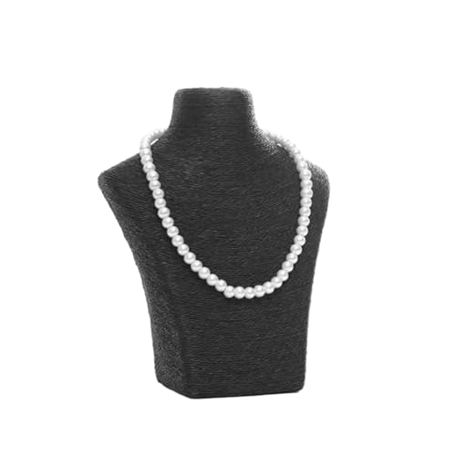 LIZHAYG Schmuck Display Leinen Halsketten Anhänger Porträt Vitrine Display Regal Fensterständer Schmuck Anhänger Büste Mannequin Halter Rack Organizer(Black 16.5x21cm) von LIZHAYG