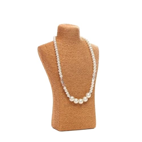 LIZHAYG Schmuck Display Leinen Halsketten Anhänger Porträt Vitrine Display Regal Fensterständer Schmuck Anhänger Büste Mannequin Halter Rack Organizer(Earth Yellow 18x29cm) von LIZHAYG