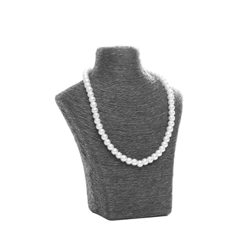 LIZHAYG Schmuck Display Leinen Halsketten Anhänger Porträt Vitrine Display Regal Fensterständer Schmuck Anhänger Büste Mannequin Halter Rack Organizer(Gray 16.5x21cm) von LIZHAYG