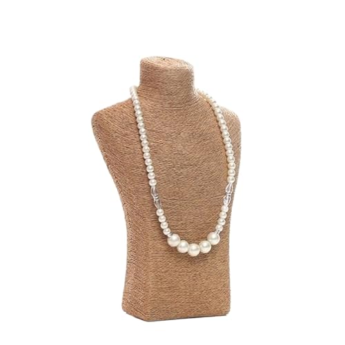 LIZHAYG Schmuck Display Leinen Halsketten Anhänger Porträt Vitrine Display Regal Fensterständer Schmuck Anhänger Büste Mannequin Halter Rack Organizer(Khaki 18x29cm) von LIZHAYG