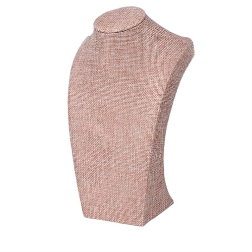 LIZHAYG Schmuck Display Leinen Mannequin Büste Schmuck Halskette Anhänger Hals Modell Display Ständer Halter(Pink) von LIZHAYG