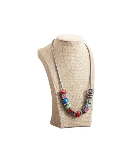 LIZHAYG Schmuck Display Leinenstoff Schmuck Halsketten Anhänger Display Büste Halsreif Halter Ständer Rack Show 5 Größe(H20cm) von LIZHAYG