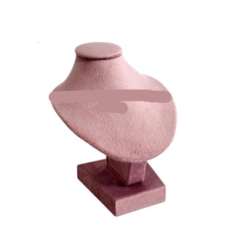 LIZHAYG Schmuck Display Mannequin Halskette Anhänger Display Stand Choker Perlen Kette Organizer Neck Portrait Neck Modell Stehen(Pink Velvet) von LIZHAYG