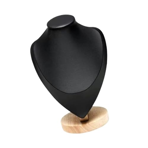 LIZHAYG Schmuck Display PU-Leder-Halsketten-Display, Büste, Modell, Aufbewahrungs-Organizer, Heimdekoration, Anhänger, Kettenständer, Halter for Einzelhandelsgeschäfte, Kommode(BLACK,M) von LIZHAYG