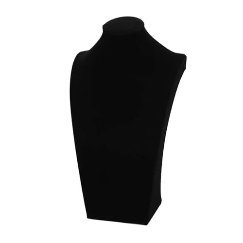 LIZHAYG Schmuck Display Samt Mannequin Büste Halskette Display Stand Porträt Schmuck Anhänger Rack Halter Zähler Display Requisiten(Black H34cm) von LIZHAYG