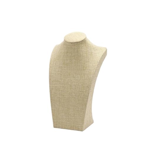 LIZHAYG Schmuck Display Samt Mannequin Büste Halskette Display Stand Porträt Schmuck Anhänger Rack Halter Zähler Display Requisiten(Burlap H24cm) von LIZHAYG