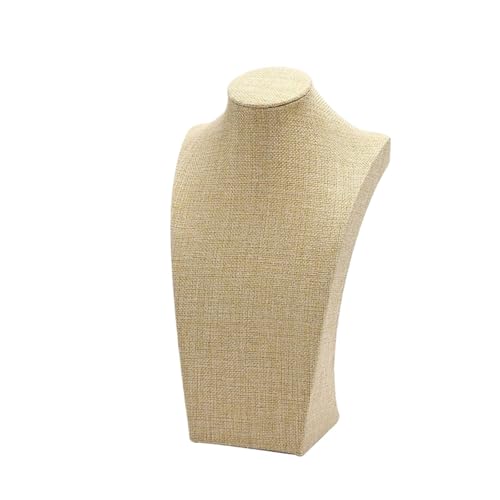 LIZHAYG Schmuck Display Samt Mannequin Büste Halskette Display Stand Porträt Schmuck Anhänger Rack Halter Zähler Display Requisiten(Burlap H29cm) von LIZHAYG