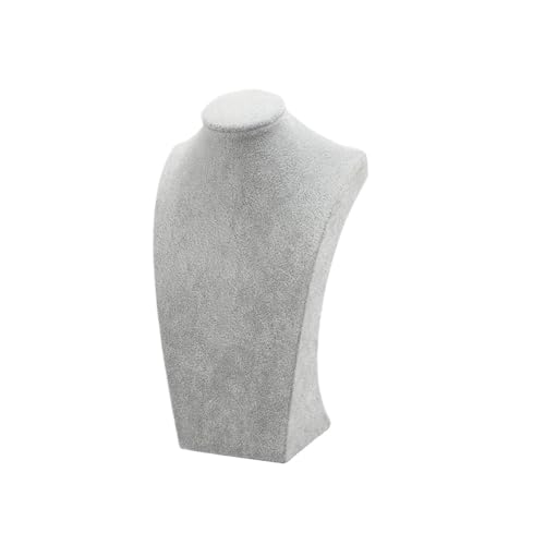 LIZHAYG Schmuck Display Samt Mannequin Büste Halskette Display Stand Porträt Schmuck Anhänger Rack Halter Zähler Display Requisiten(Gray H25cm) von LIZHAYG