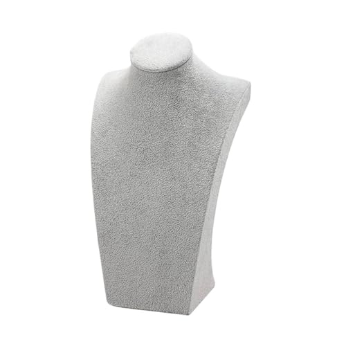 LIZHAYG Schmuck Display Samt Mannequin Büste Halskette Display Stand Porträt Schmuck Anhänger Rack Halter Zähler Display Requisiten(Gray H29cm) von LIZHAYG