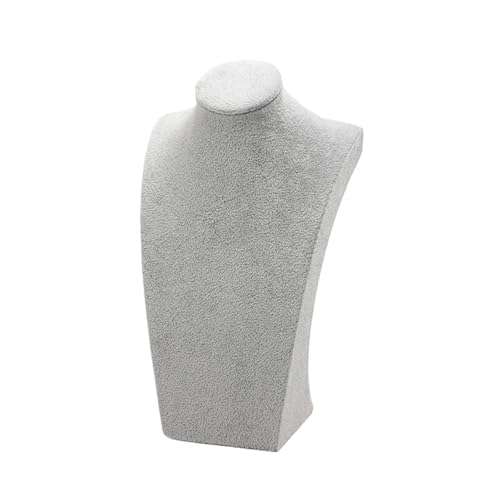 LIZHAYG Schmuck Display Samt Mannequin Büste Halskette Display Stand Porträt Schmuck Anhänger Rack Halter Zähler Display Requisiten(Gray H34cm) von LIZHAYG