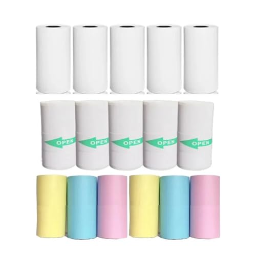 Thermorollen 58mm Mini Fotodrucker Papierrollen Thermopapier 57 * 25MM Weiße Farbe Geschenk DIY Aufkleber Label Quittung Rechnung Selbstklebendes Papier(16 Rolls combination) von LIZHAYG