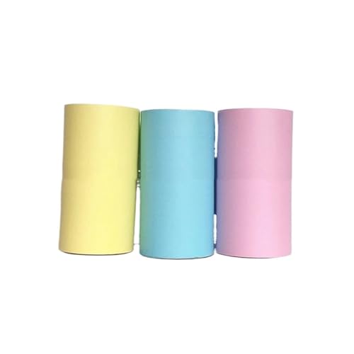 Thermorollen 58mm Mini Fotodrucker Papierrollen Thermopapier 57 * 25MM Weiße Farbe Geschenk DIY Aufkleber Label Quittung Rechnung Selbstklebendes Papier(3 Rolls Color) von LIZHAYG