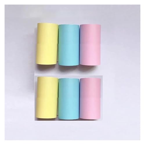 Thermorollen 58mm Mini Fotodrucker Papierrollen Thermopapier 57 * 25MM Weiße Farbe Geschenk DIY Aufkleber Label Quittung Rechnung Selbstklebendes Papier(6 Rolls Color) von LIZHAYG