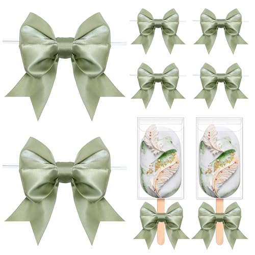 LIZLOVESS Salbeigrüne Schleifen mit Bindebändern, 8,9 cm, vorgebundene Doppel-Satinband-Schleifen für Geschenkverpackungen, Basteln, Hochzeitsdekoration, Leckerli-Tüten, Süßigkeiten-Apfel, Cake-Pops LIZLOVESS Salbeigrüne Schleifen mit Bindebändern, 8,9 cm, vorgebundene Doppel-Satinband-Schleifen für Geschenkverpackungen, Basteln, Hochzeitsdekoration, Leckerli-Tüten, Süßigkeiten-Apfel, Cake-Pops von LIZLOVESS