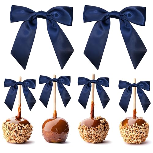 LIZLOVESS Satinschleifen, vorgebunden, blaue Geschenkschleifen für Bastelarbeiten, Leckerli-Tüten, Partygeschenke, Hochzeit, Babyparty, Süßigkeiten-Apfel, Cake-Pops (36 Stück) von LIZLOVESS