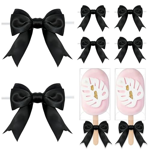 LIZLOVESS Schwarze Schleifen mit Bindebändern, 8,9 cm, vorgebundene Doppel-Satinband-Schleifen für Geschenkverpackungen, Basteln, Hochzeitsdekoration, Leckerli-Tüten, Süßigkeiten-Apfel, Cake-Pops LIZLOVESS Schwarze Schleifen mit Bindebändern, 8,9 cm, vorgebundene Doppel-Satinband-Schleifen für Geschenkverpackungen, Basteln, Hochzeitsdekoration, Leckerli-Tüten, Süßigkeiten-Apfel, Cake-Pops von LIZLOVESS