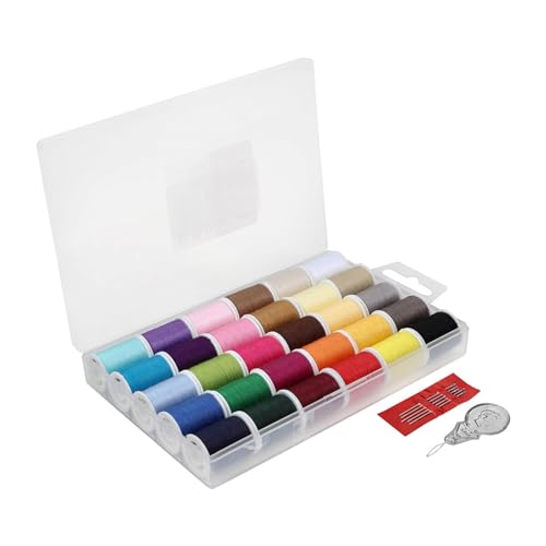 30 x farbiges Nähgarn, Polyester-Stickgarn für Handnähen, Nähmaschinen, Nadeleinfädler, Polyesterfaden für Nähmaschinen von LIbgiubhy