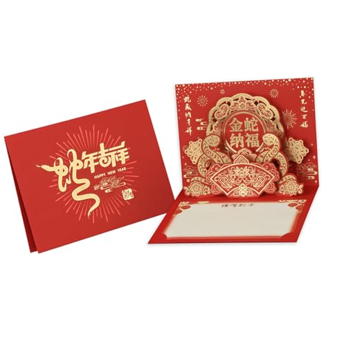 3D-Popup-Karte für das chinesische Neujahr 2025, stilvolle Grußkarte zum Jahr der Schlange mit Umschlag, Frühlingsfestgeschenk von LIbgiubhy