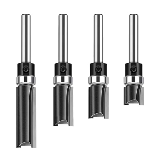 4 x 6,35 mm Schablonenscharniere, Fräser-Bit, gerader Schaftfräser, Trimmer, Reinigung, bündiges Trimmer-Werkzeug von LIbgiubhy