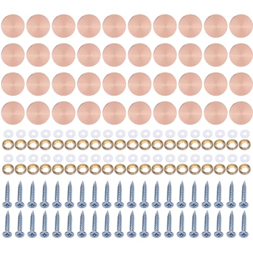 40 Stück Stahl-Glas-Schraubkappen, dekorative Befestigungselemente, rostfreie Schraubenabdeckungen, Set für Badezimmer, Küche, Deckenkunst von LIbgiubhy