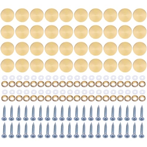 40 Stück Stahl-Glas-Schraubkappen, dekorative Befestigungselemente, rostfreie Schraubenabdeckungen, Set für Badezimmer, Küche, Deckenkunst von LIbgiubhy