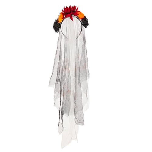 Elegantes Rosen-Stirnband mit langem schwarzem Kopfschmuck, Dekoration, einzigartiger Rosen-Kopfschmuck für Halloween-Kostüm von LIbgiubhy