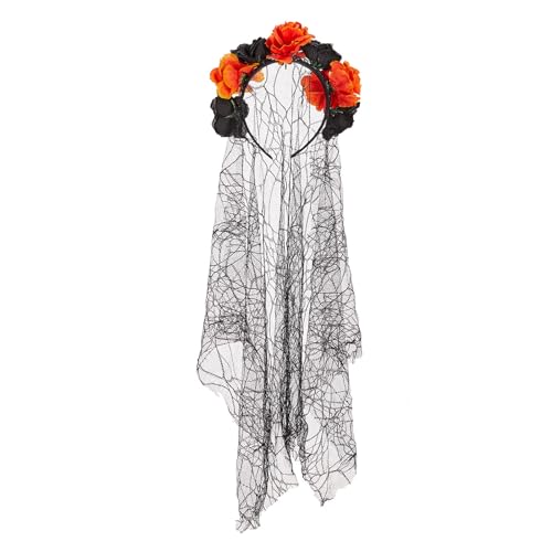 Elegantes Rosen-Stirnband mit langem schwarzem Kopfschmuck, Dekoration, einzigartiger Rosen-Kopfschmuck für Halloween-Kostüm von LIbgiubhy