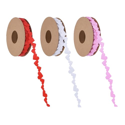 LIbgiubhy 3 Rollen Polyesterband mit Herzprägung, Seidenband für elegante Dekoration und handgefertigte Bastelarbeiten, Hochzeitsbedarf LIbgiubhy 3 Rollen Polyesterband mit Herzprägung, Seidenband für elegante Dekoration und handgefertigte Bastelarbeiten, Hochzeitsbedarf von LIbgiubhy