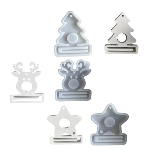 LIbgiubhy 3 x Weihnachts-Silikonformen für Geldhalter, Weihnachtsmotiv-Anhängerformen mit Loch für Epoxidharz LIbgiubhy 3 x Weihnachts-Silikonformen für Geldhalter, Weihnachtsmotiv-Anhängerformen mit Loch für Epoxidharz von LIbgiubhy