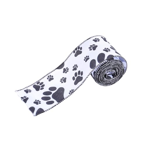 LIbgiubhy 6,3 cm Pfotenabdruckband mit Hundeknochen und Drahtrand, Drahtband, Wickelband für Halloween, Party-Ornamente LIbgiubhy 6,3 cm Pfotenabdruckband mit Hundeknochen und Drahtrand, Drahtband, Wickelband für Halloween, Party-Ornamente von LIbgiubhy